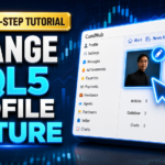 Step-by-step tutorial banner showing how to change MQL5 profile picture and update account avatar.