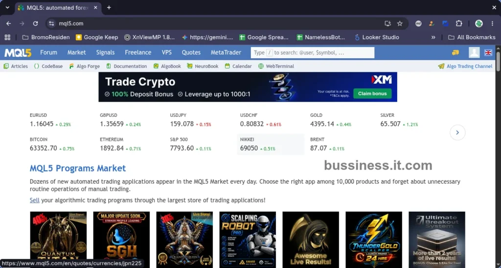 How to create account starting from the MQL5.com homepage